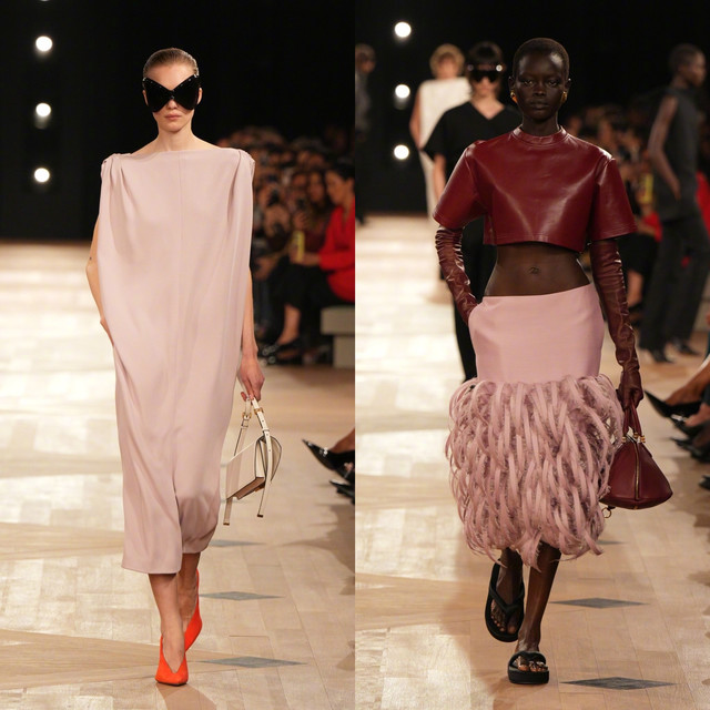 #巴黎时装周# Pierpaolo Piccioli迎来入主Balenciaga后的首秀。夏季26系列饱含对身体流动性的探索，品牌标志性的建筑廓形，以颠覆性比例投射于当代衣橱必备单品，例如皮夹克、斜纹