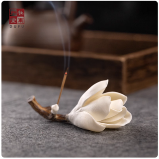 杜甫草堂旗舰店玉兰陶瓷香插：一器藏诗韵，礼赠长辈显心意