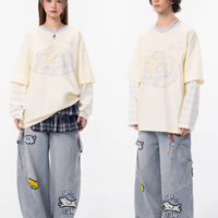 杏色 yyds！拉姆熊猫这件假两件 T 恤承包我整个秋冬慵懒感✨