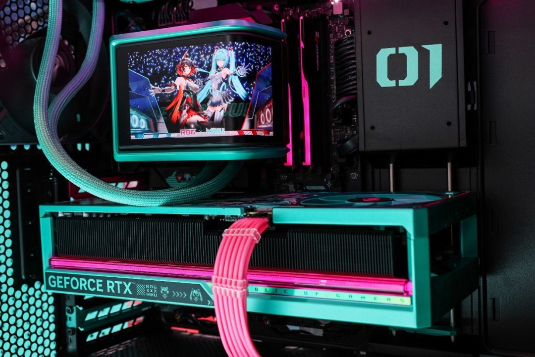 颜值性能拉满!ROG夜神RTX5080 RO姬x初音未来版显卡