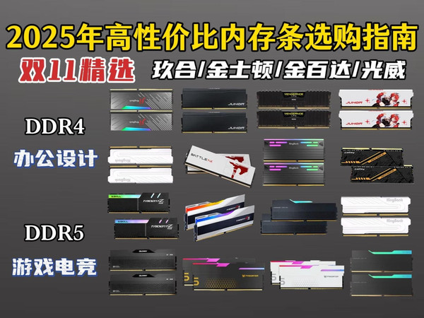 【双11内存条推荐闭眼入】2025年10月高性价比内存条选购指南 全价位精选18款DDR4/DDR5旗舰型号保姆级详细解析避坑攻略，光威/金士顿/金百达等品牌