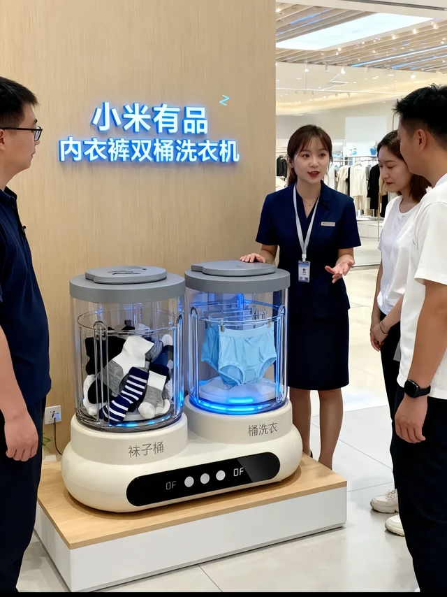 小米有品2025双桶迷你内衣洗衣机：出租屋党洗衣自由的救赎！
谁懂啊！冬天在出租屋手搓内衣裤，那简直是“冰窟渡劫”现场一冷水冻得手指发麻，公共洗衣池还要跟人排队，攒了三天的内衣裤堆在盆里像座“小山丘”