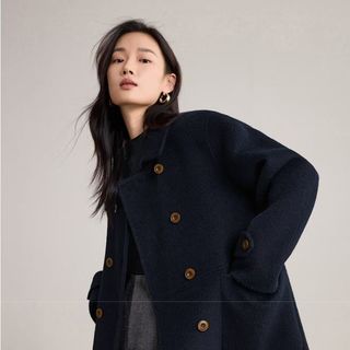 冬季必备双排扣羊毛大衣，厚双面呢，保暖又时尚！