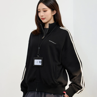 NEVEREMPTY 黑色立领开衫，复古运动风焊在身上✨