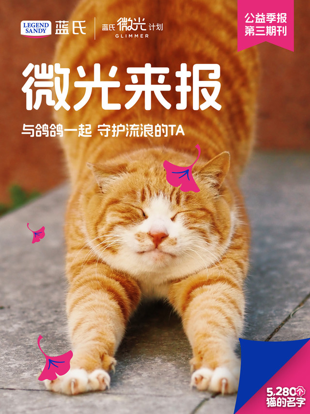 今年，蓝氏微光计划正式开启「5280个猫的名字」公益之旅，并联合全国领养日、多家品牌方及500家高校，共同助力公益实践。我们相信，当一只猫拥有了名字，TA的故事就真正开始了。 截止目前，蓝氏微光计划共