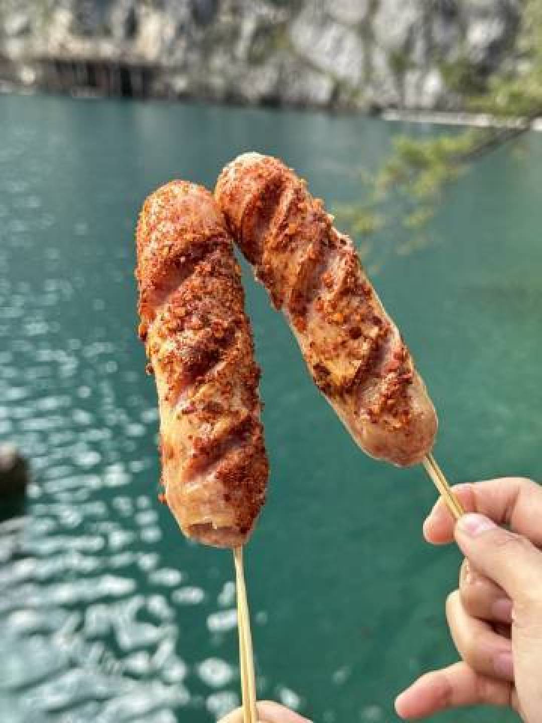 九寨沟烤肠测评:高原徒步者的能量密码与舌尖上的旅行仪式感