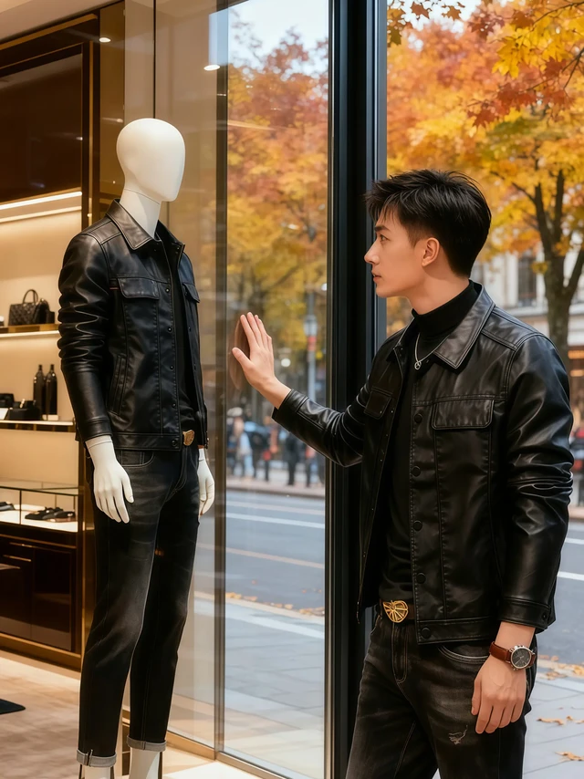 那是一个微凉的秋日午后，阳光透过咖啡馆的落地窗，照在他身上的罗蒙皮衣上，翻领设计显得干净利落。她推门而入，一眼就看见了他。
 
“这件皮衣挺好看的。”她坐下时忍不住夸赞。
“Romon/罗蒙的新款，春