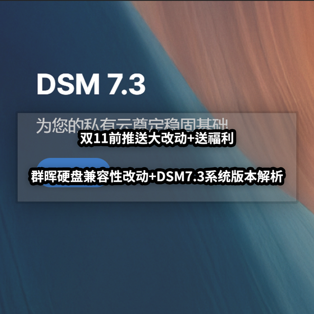 双11前推送大改动+送福利丨群晖硬盘兼容改动+DSM7.3系统版本解析
