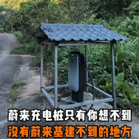 山沟里的蔚来充电桩火出圈，网友：简直是赛博土地庙！