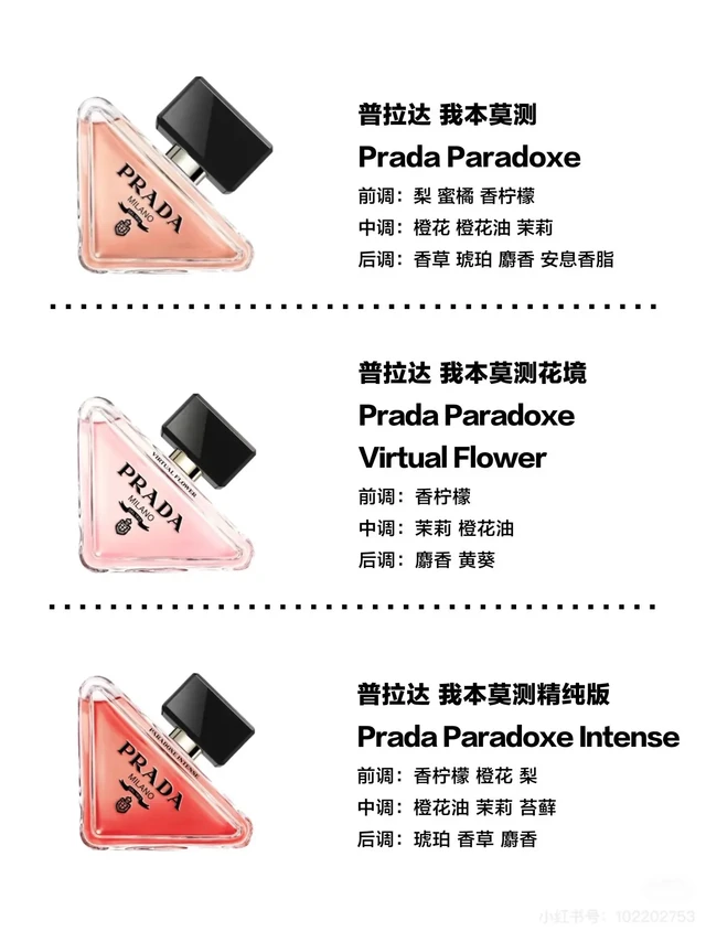 prada我本莫测：透明玻璃瓶，距离瓶盖最近的瓶身地方没有英文备注，是空白
prada我本莫测花镜：透明玻璃瓶，距离瓶盖最近的瓶身地方有一个“virtual flower”的英文logo小
字
pra
