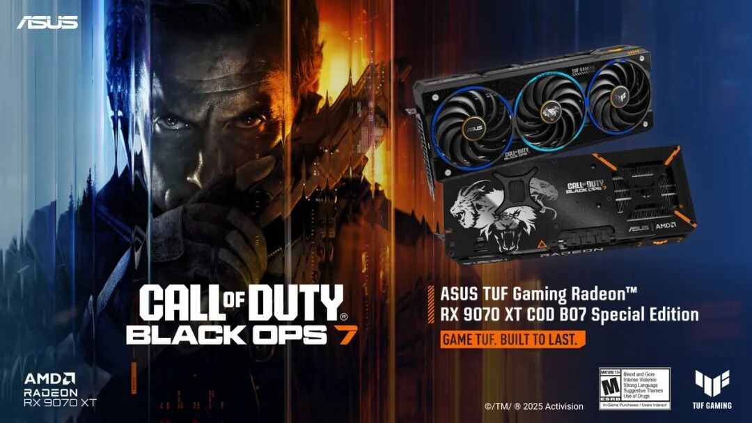 华硕推出《使命召唤:黑色行动 7》限量版TUF Gaming RX 9070 XT显卡