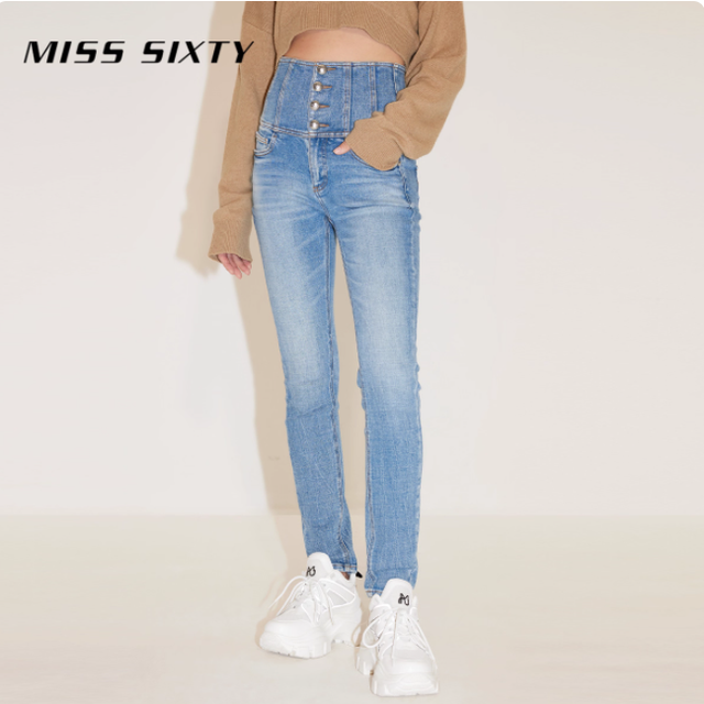 MISS SIXTY 四扣神裤封神！复古蓝铅笔裤焊在身上的显瘦密码