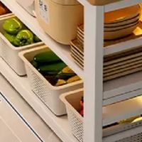 全品屋厨房置物架落地多功能切菜桌子多层餐边锅具置物收纳柜橱柜