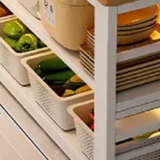 全品屋厨房置物架落地多功能切菜桌子多层餐边锅具置物收纳柜橱柜