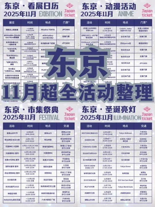 【东京11月】40+的城市活动合集
