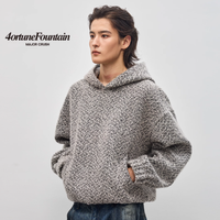 MAJOR CRUSH连帽卫衣秋冬季高级感雾灰粗织麻花百搭男装卫衣M0122