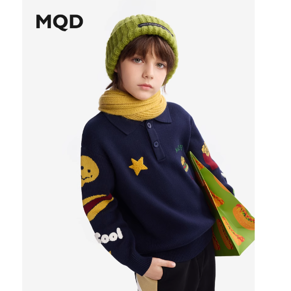 MQD藏青毛衣封神！男童冬季学院风穿搭天花板✨