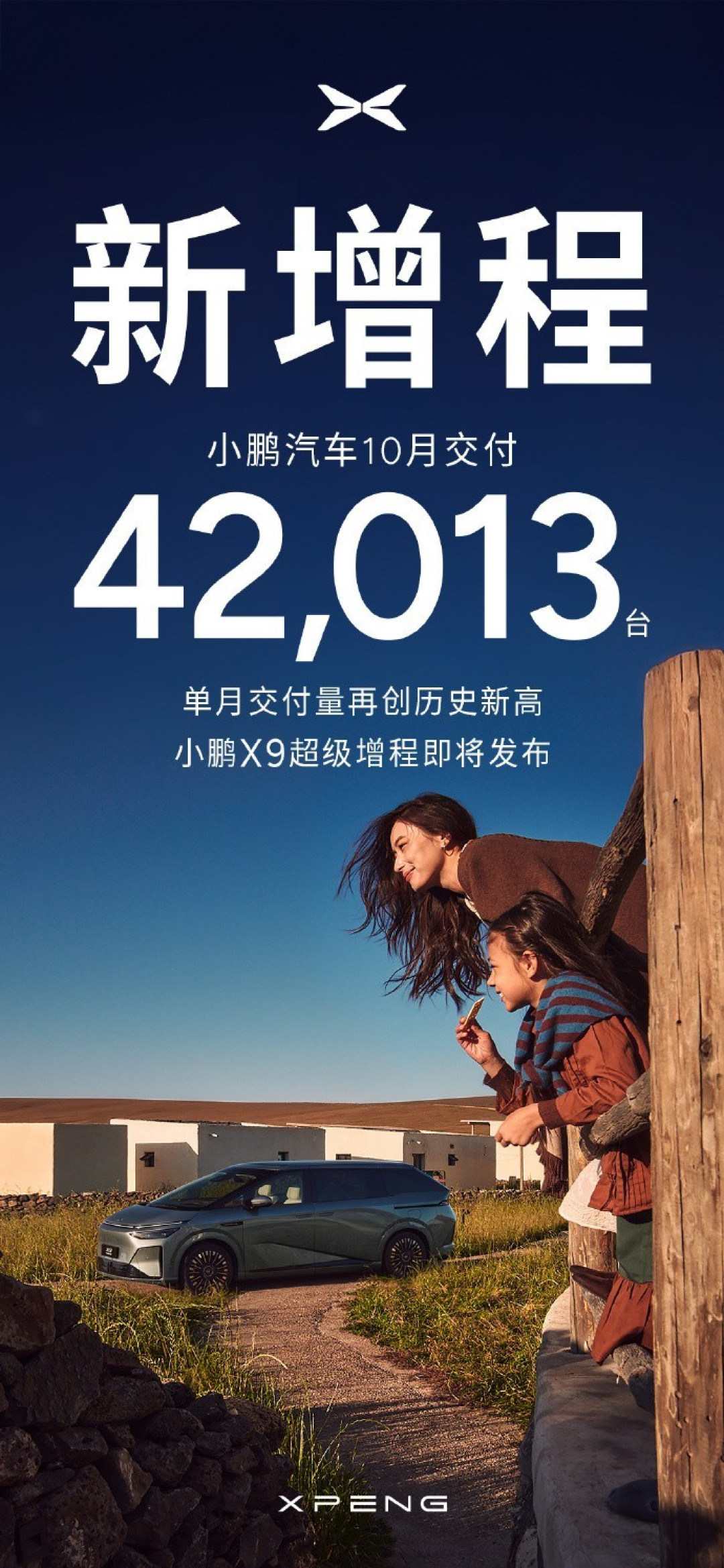 小鹏汽车10月交付超4.2万台创新高,X9增程版将发布