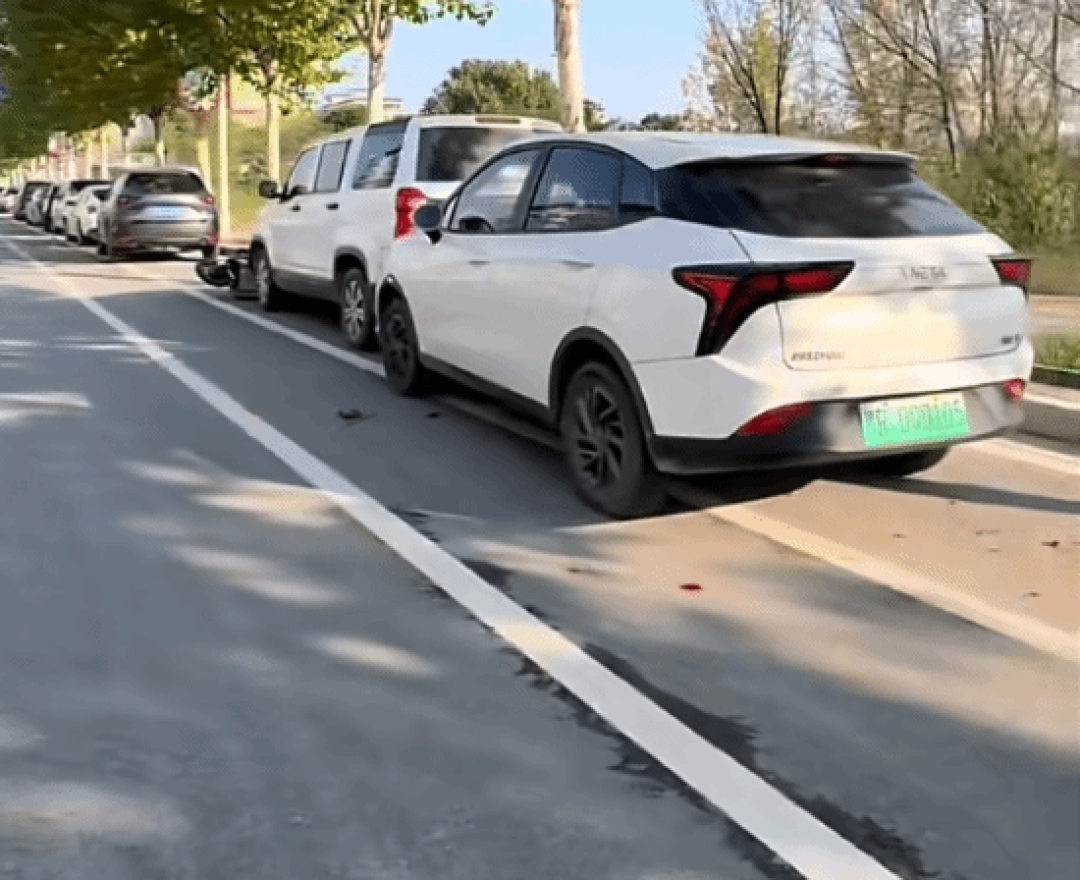 南阳哪吒V坡道溜车连撞两车 车主误以为被盗报警