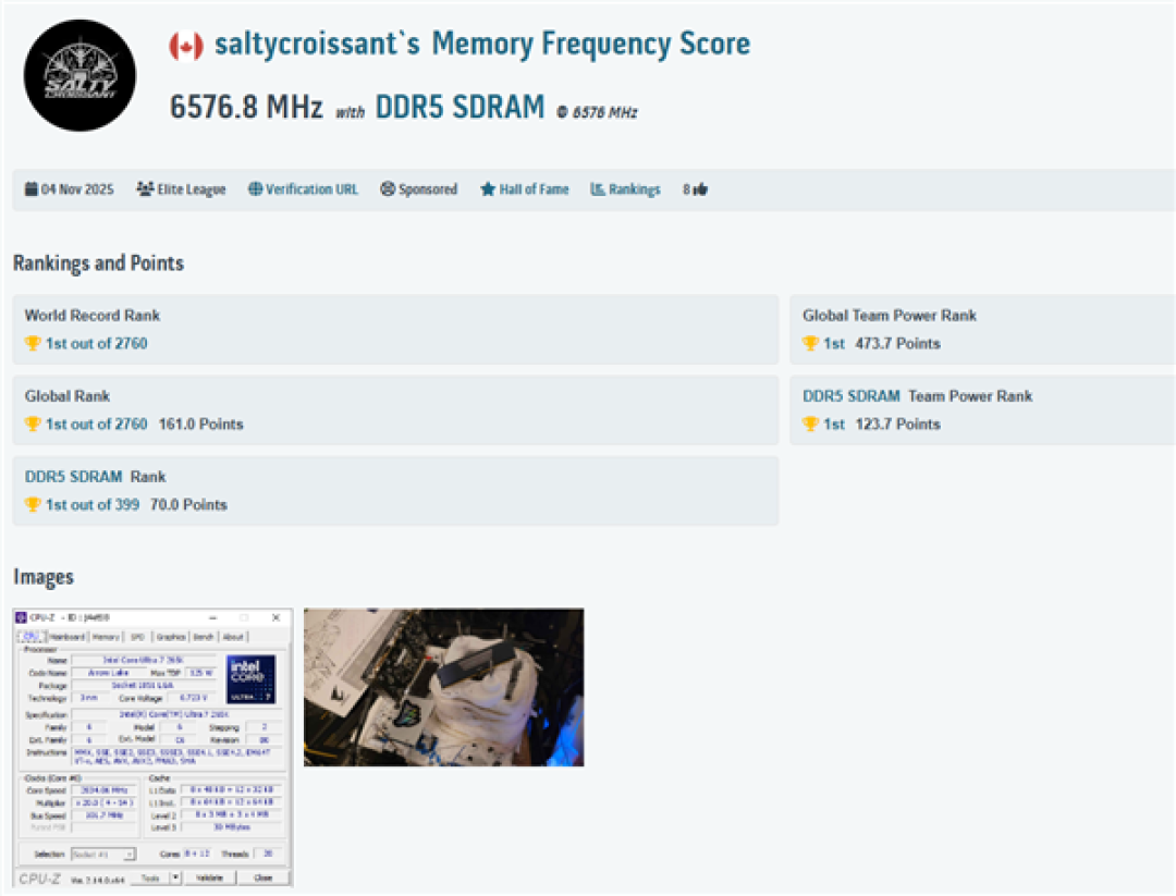 DDR5超频世界纪录迈出一大步!达到惊人13153MT/s