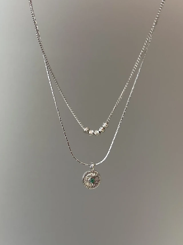 vintage｜✨圆盘绿钻·双层简约款•项链•9💰