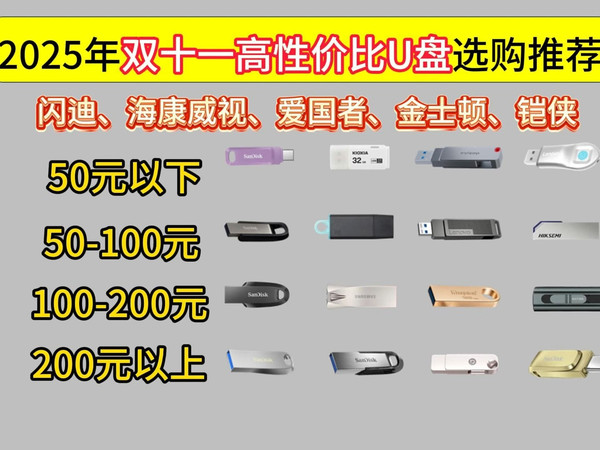 【双11U盘推荐】2025年11月U盘选购推荐|学生党、职场人、设计|闪迪、海康威视、爱国者、金士顿、铠侠等品牌!