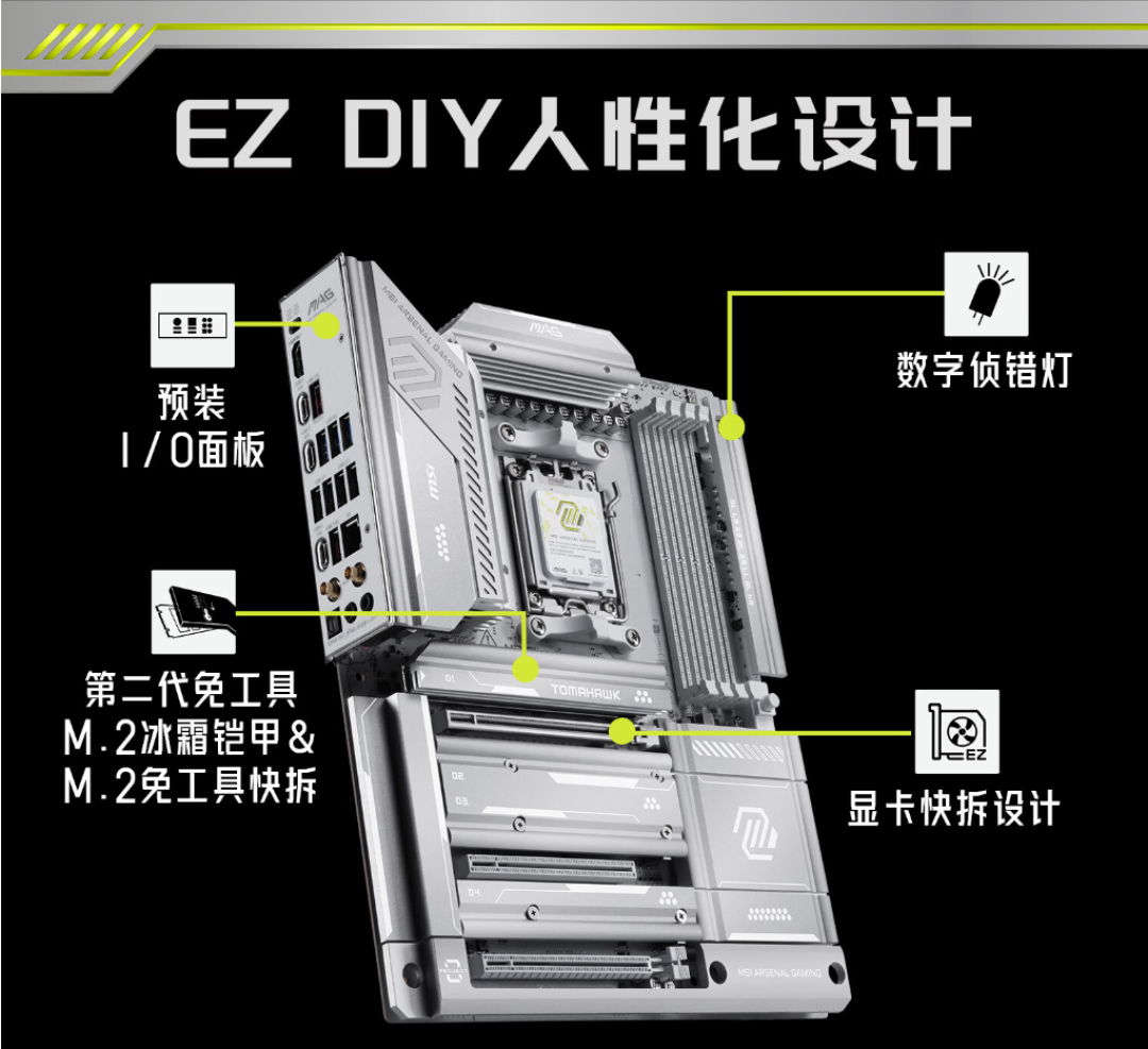 微星银色战斧降临!X870E TOMAHAWK MAX WIFI PZ背插主板上线