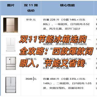 双11节能冰箱选购全攻略:四款爆款闭眼入,节能又省钱