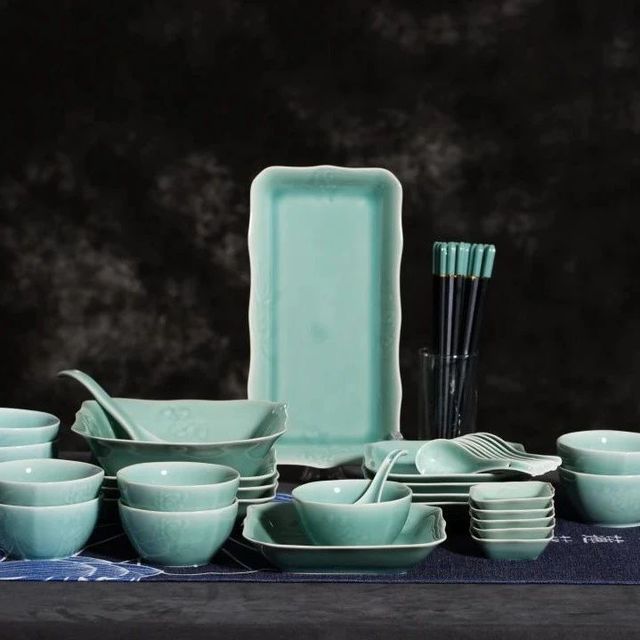 餐具套装|龙泉青瓷四君子餐具