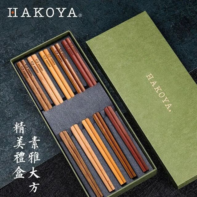 无漆无蜡的五色实木筷礼盒，五种木材匠心打造，把健康握在手中！