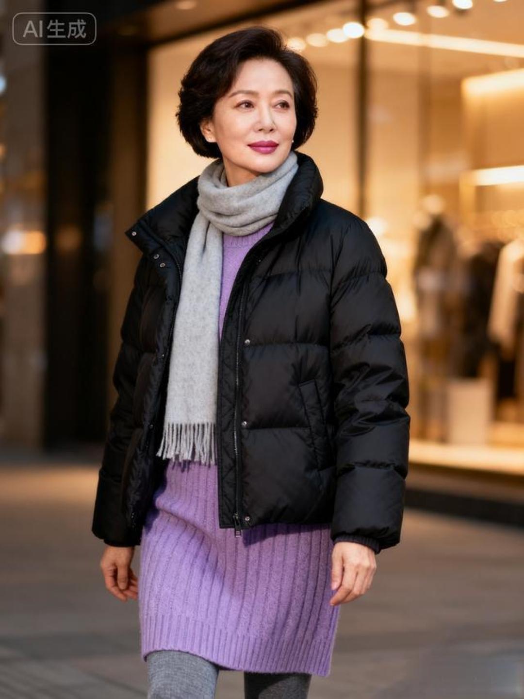 黑色羽绒服今冬穿搭法则：金属元素点睛层次搭配解锁高阶时尚