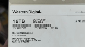 西数HC550 16TB企业级硬盘氦气密封稳如老狗！