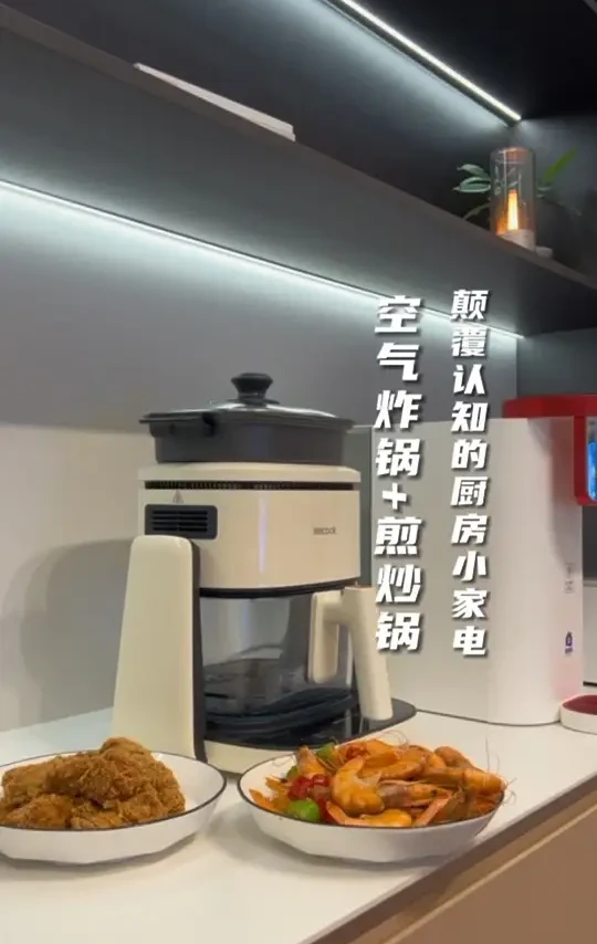 厨房小家电都越来越卷了，这到底要叫什么？#厨房小家电  #能翻转的锅 #空气炸锅 #多功能家电