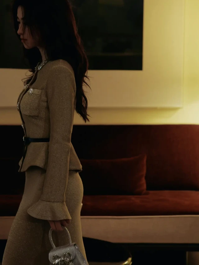 朱珠上身Self-Portrait千金风连衣裙