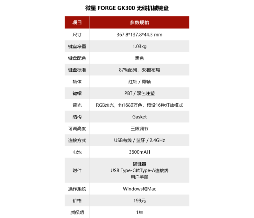 微星FORGE GK300 W机械键盘体验朴实低调的亲民游戏外设