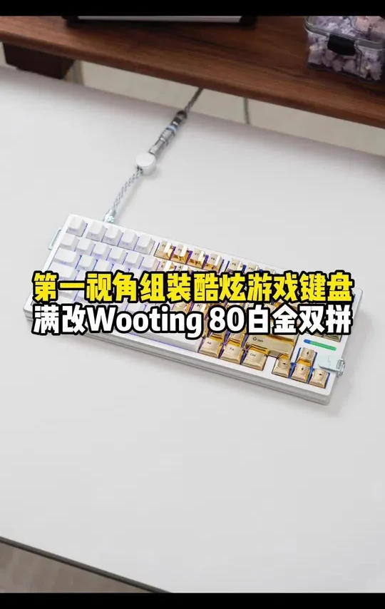 第一视角组装打瓦三角洲磁轴键盘wooting80白金色双拼 #客制化键盘 #浪哥第一视角组键盘#打瓦键盘 #三角洲行动 #wooting80改装
