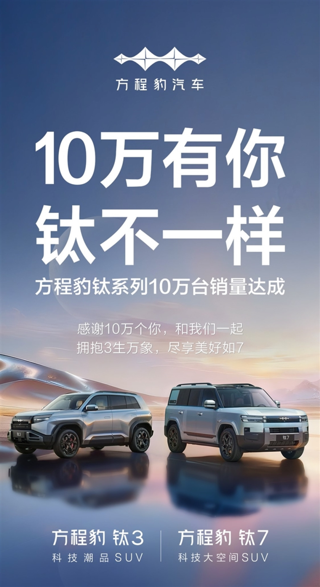 钛7单月狂卖2万多辆太受欢迎!比亚迪方程豹钛系列达成10万销量