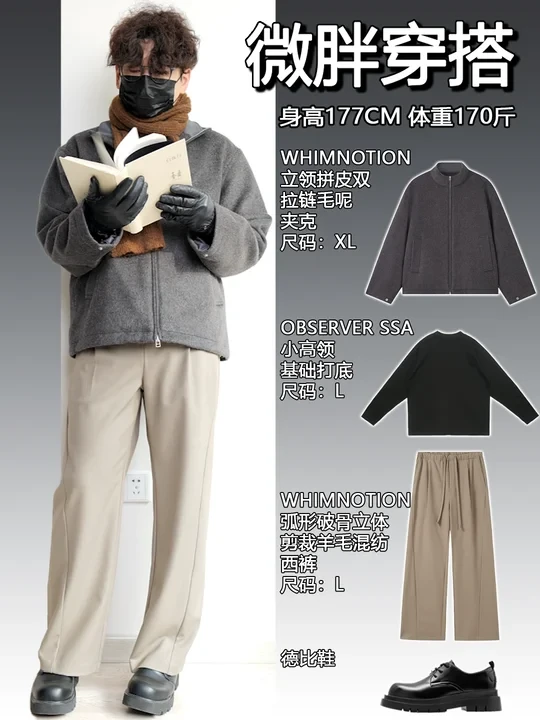 140-200斤微胖男生冬季这么穿帅气有型！