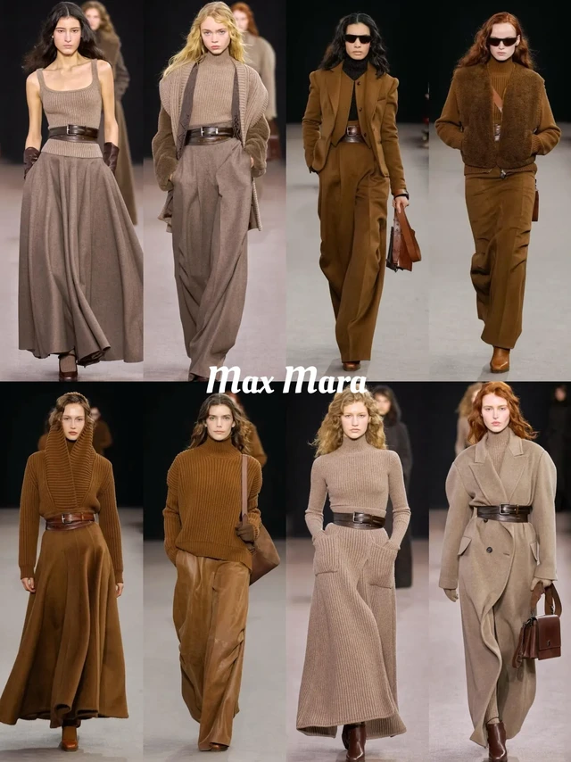 Max Mara｜秀场穿搭。Max Mara 2025秋冬女装系列以“桀骜女主角”为主题，从勃朗特姐妹的经典作品中汲取灵感，巧妙融合《简·爱》女主角的端庄优雅与《呼啸山庄》中凯瑟琳·恩肖的狂野激情，通