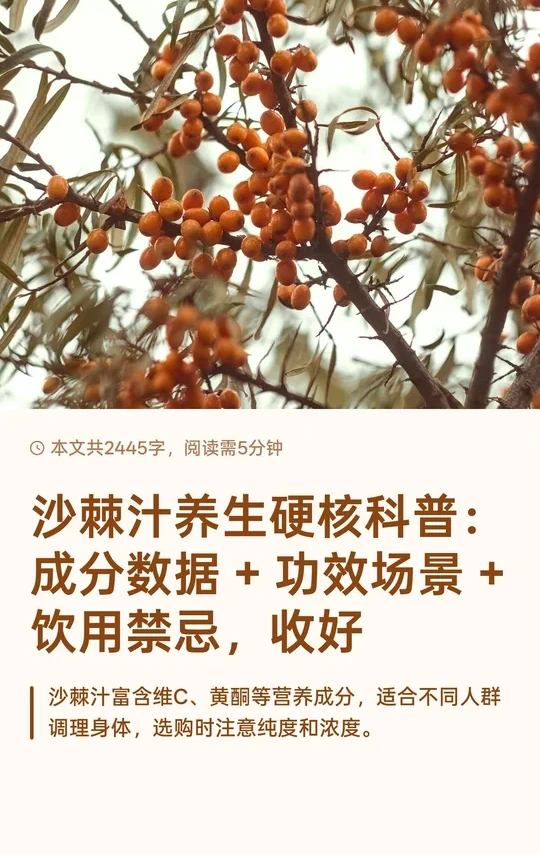 沙棘汁养生硬核科普：成分数据 + 功效场景