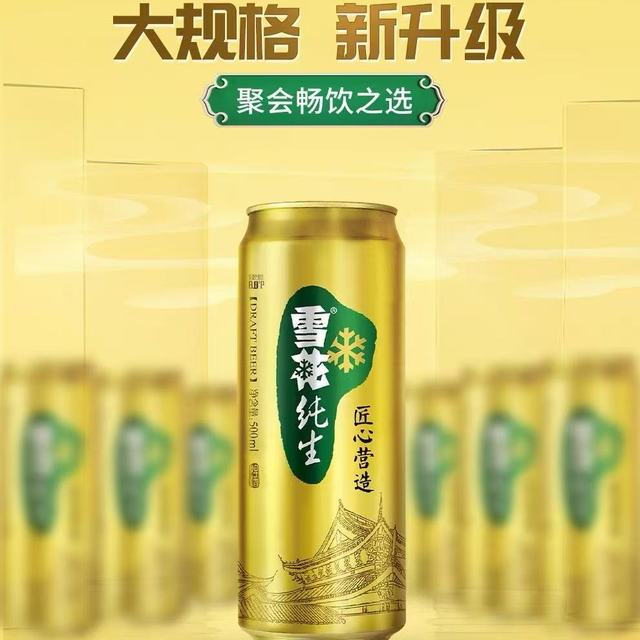 雪花啤酒纯生500ml*24罐：8度匠心，敬每一场酣畅相聚