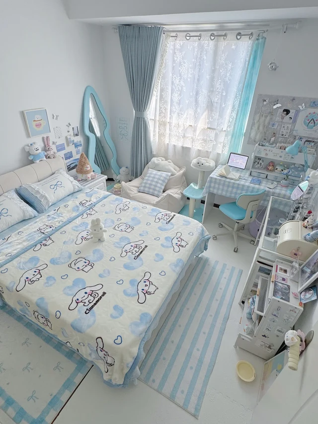 my room🫧11 m²蓝色小房间布置
