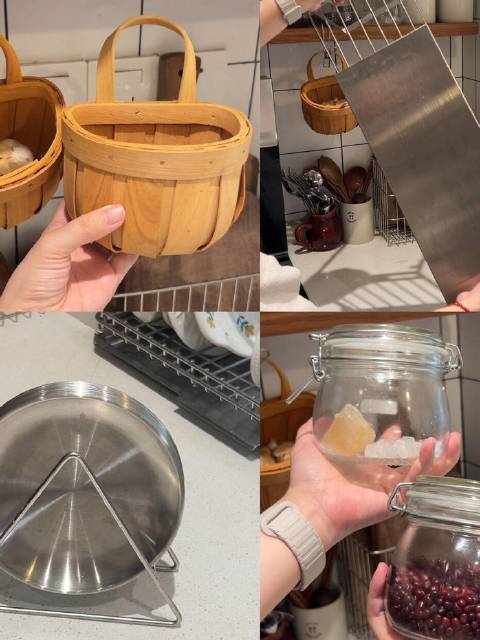 #微博超有用视频大赛##美好家打造指南# 来看看复古日式小厨房的长期主义收纳好物，满满的生活气息🍂！不锈钢砧板架搭配挂钩，让砧板和刀具都有了专属位置，使用起来超方便，还能保持厨房台面整洁🧼。大蒜收纳筐