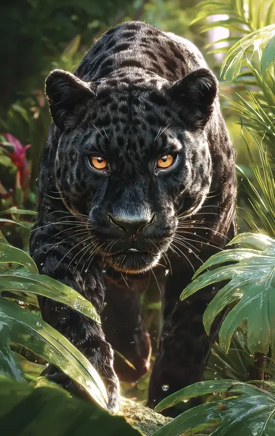 Midjourney咒语丨壁纸：丛林黑豹