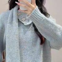 2025冬季蓝色V领针织打底衫