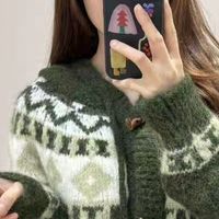 拉夏贝尔2025冬季新牛角扣针织开衫