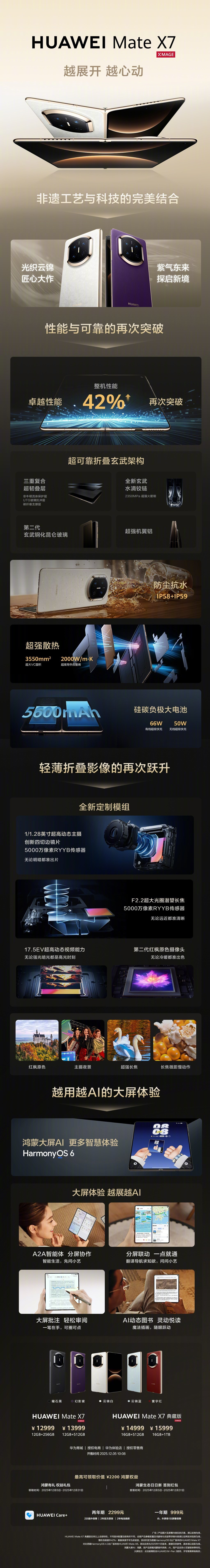 一张图看懂华为Mate X7:12999元起售