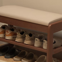 家逸胡桃色实木换鞋凳：可储物的入户实用坐凳