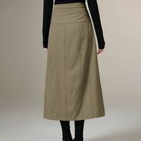 晚白秋冬军绿伯克利西装A字半身裙：梨形身材的本命显瘦神裙