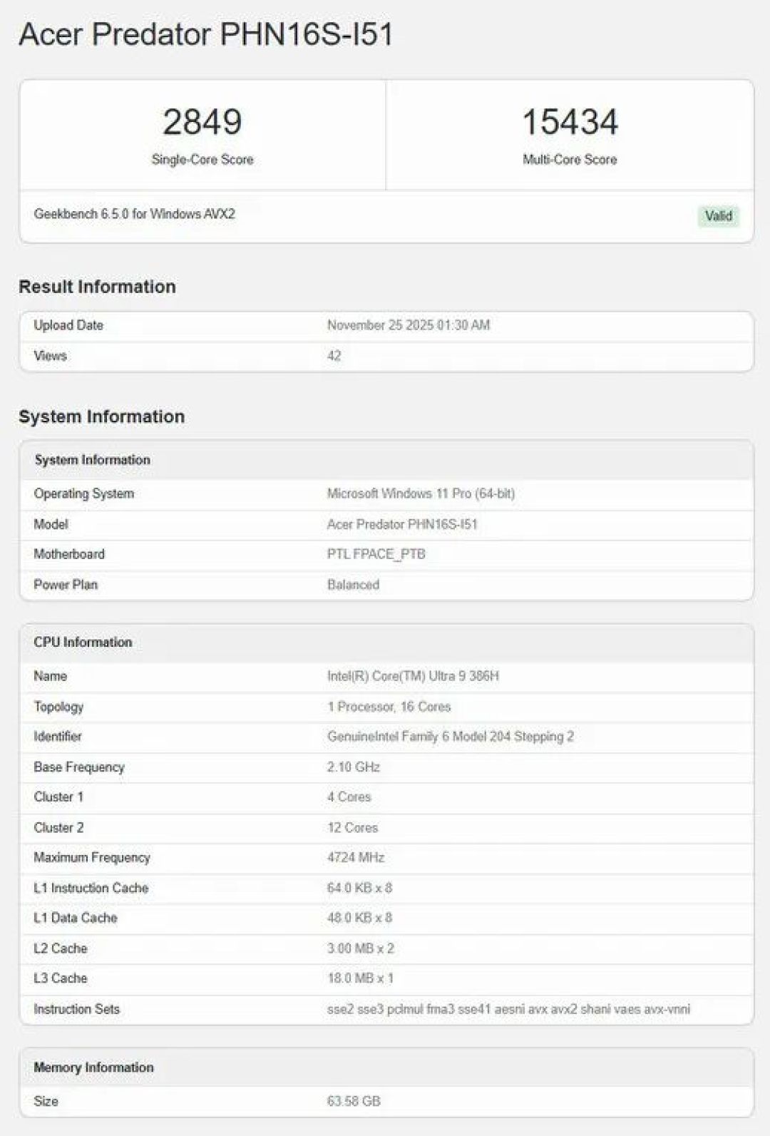 英特尔旗舰级"Panther Lake-H" Ultra 9 386H现身Geekbench
